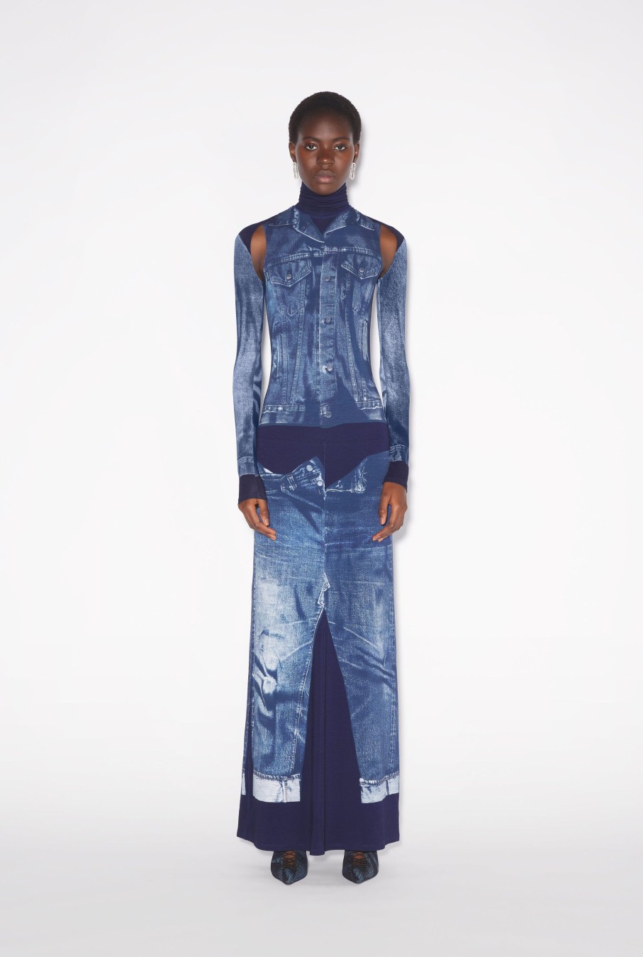 Jean Jean Paul Gaultier | La Robe Longue Trompe-L'Oeil Denim Bleue