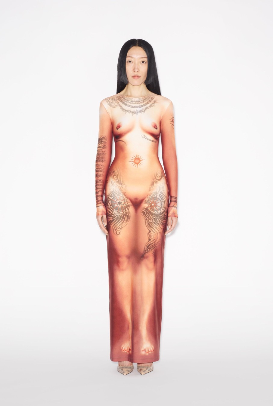 Tatouage De Collection Jean Paul Gaultier | La Robe Longue Tattoo Corps Nude