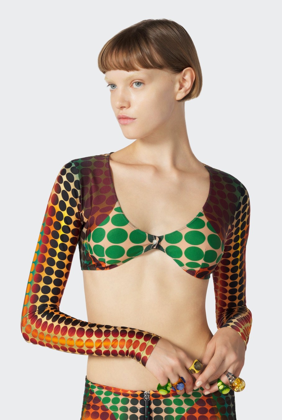 Cyber Jean Paul Gaultier | Le Crop Top Imprime Dots Marron