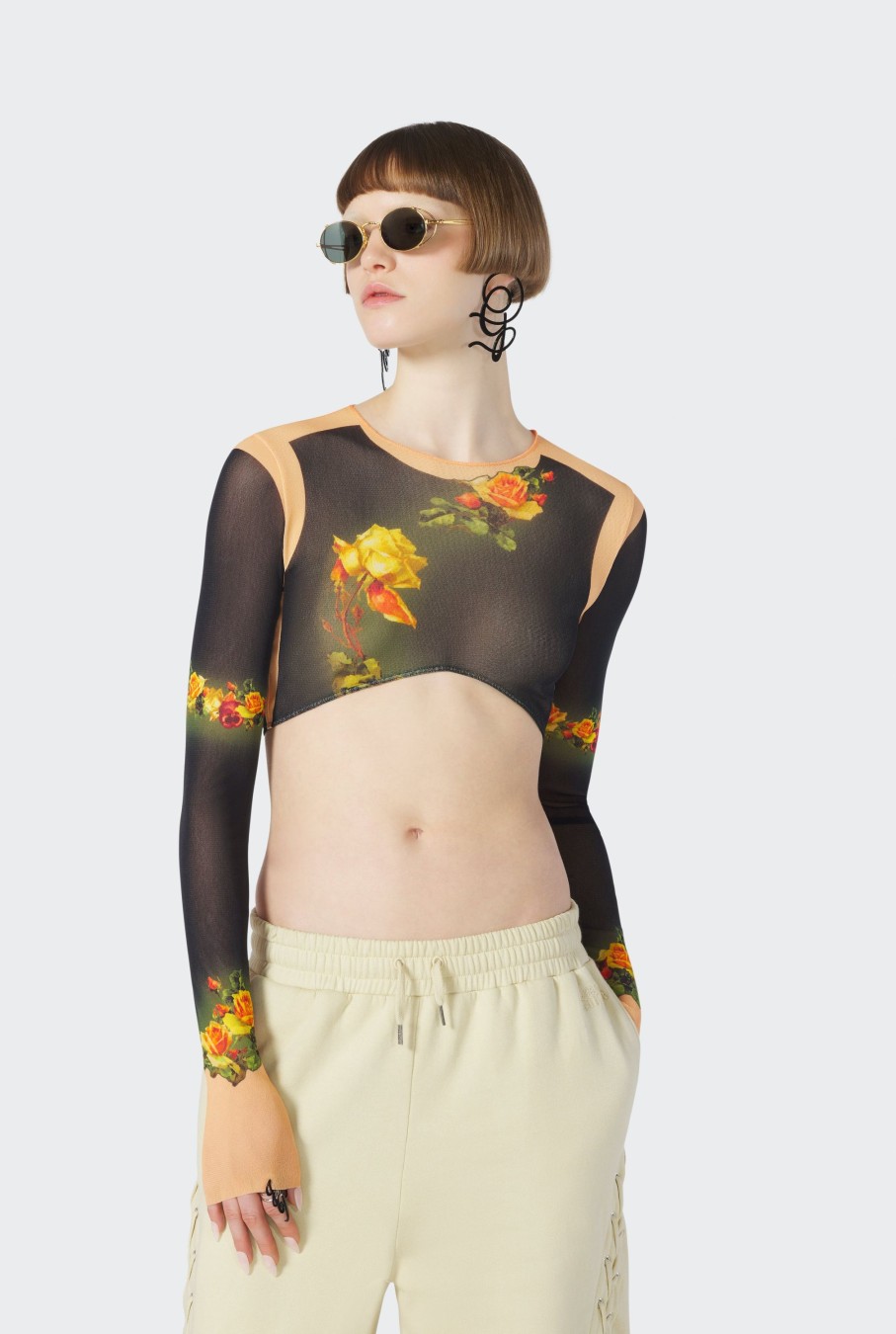 Fleurs Jean Paul Gaultier | Le Crop Top Fleurs Petit Grand Beige