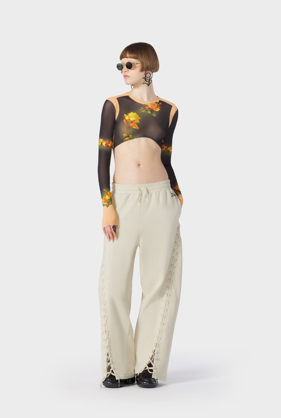 Fleurs Jean Paul Gaultier | Le Crop Top Fleurs Petit Grand Beige