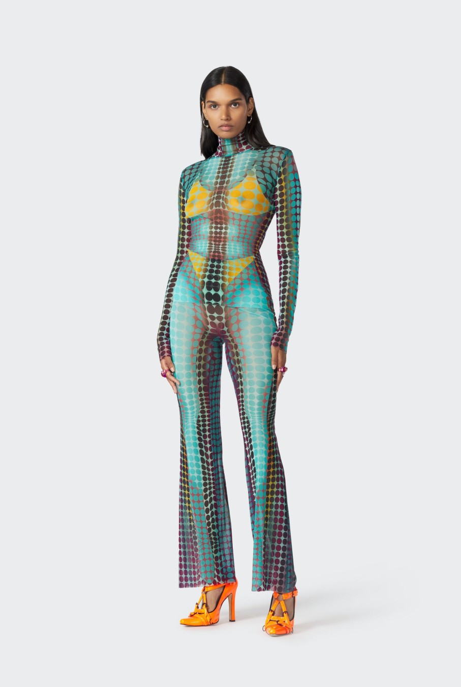 Cyber Jean Paul Gaultier | Le Top En Mesh Imprime Dots Bleu