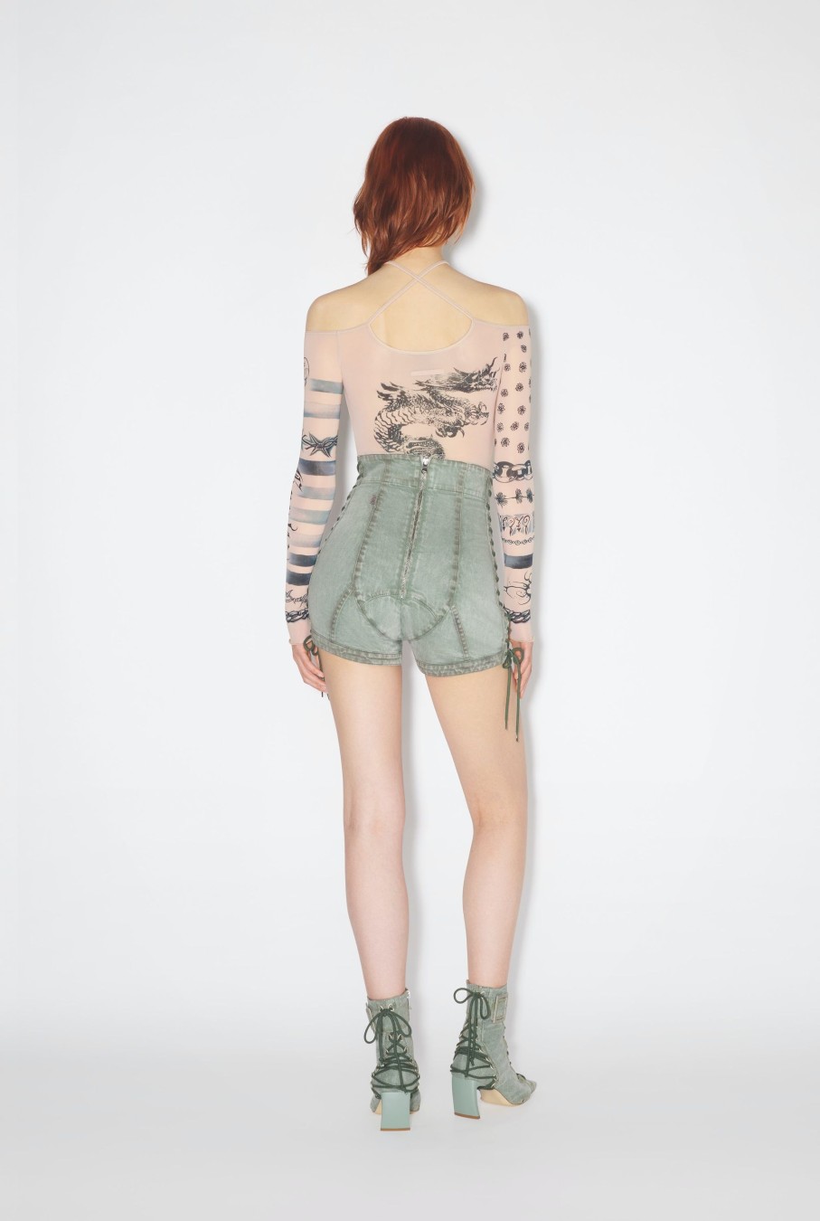 Jpg X Connaissances Jean Paul Gaultier | Le Mini-Short Denim Corset Vert