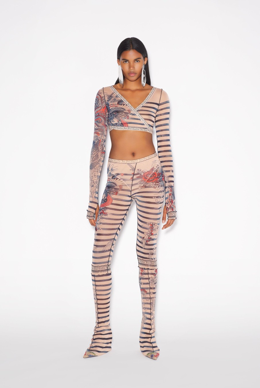 Tatouage De Collection Jean Paul Gaultier | Le Top Cache-Coeur Tattoo Mariniere Nude