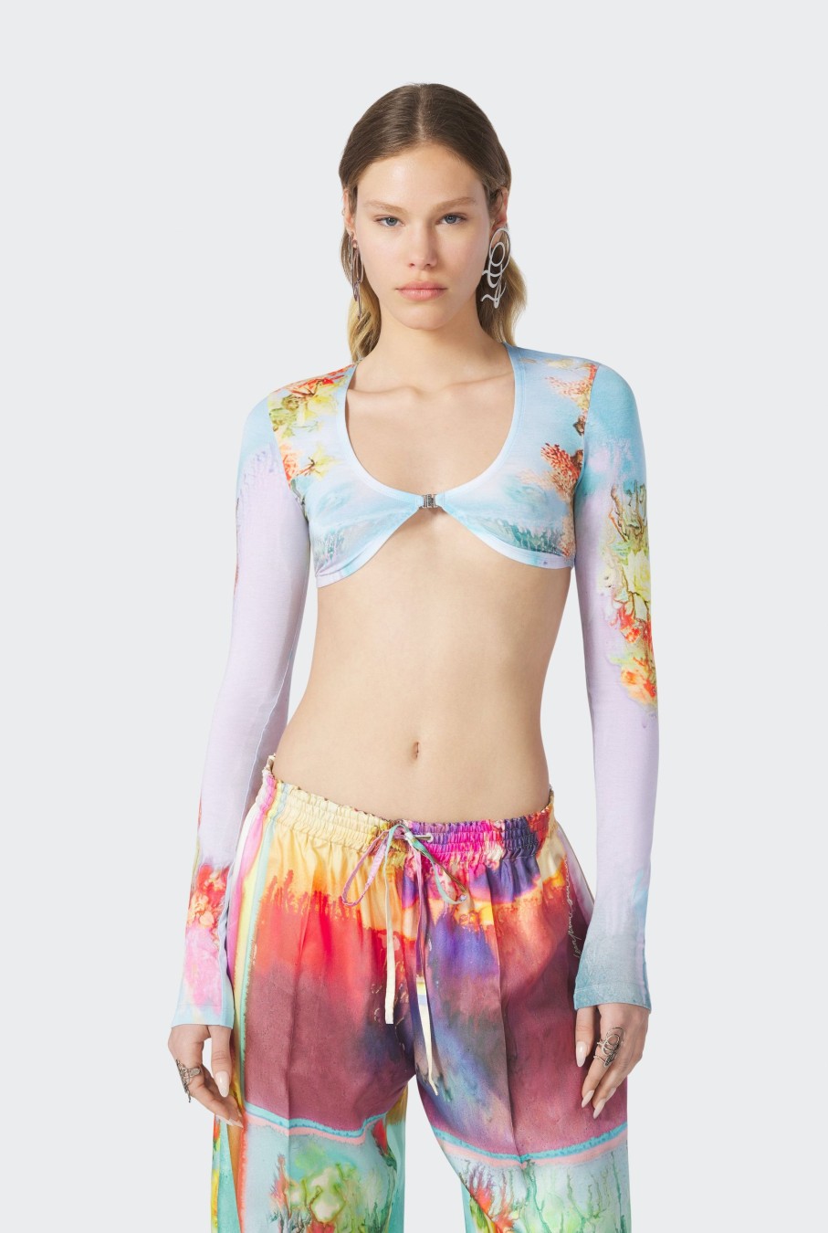 Fleurs Jean Paul Gaultier | Le Crop Top Body Flower Bleu