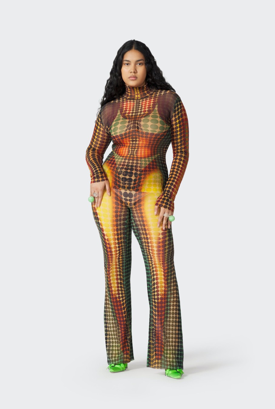 Cyber Jean Paul Gaultier | Le Top En Mesh Imprime Dots Marron