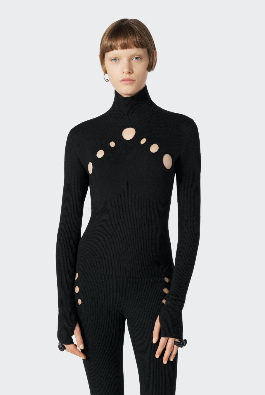 Cyber Jean Paul Gaultier | Le Pull Maille Ajoure Noir