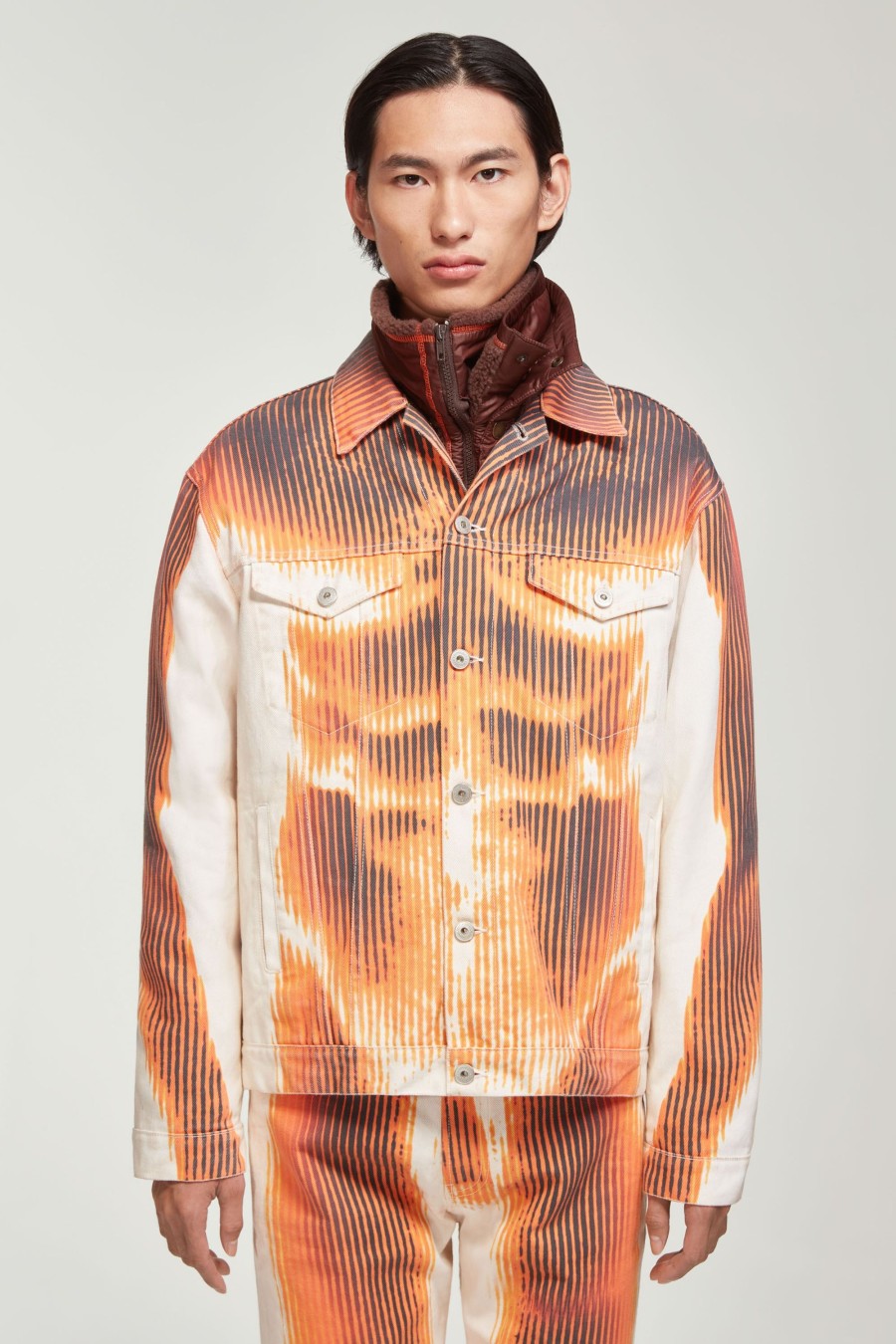 Jpg Xy/Projet Jean Paul Gaultier | La Veste Denim Body Morph Blanche Et Orange