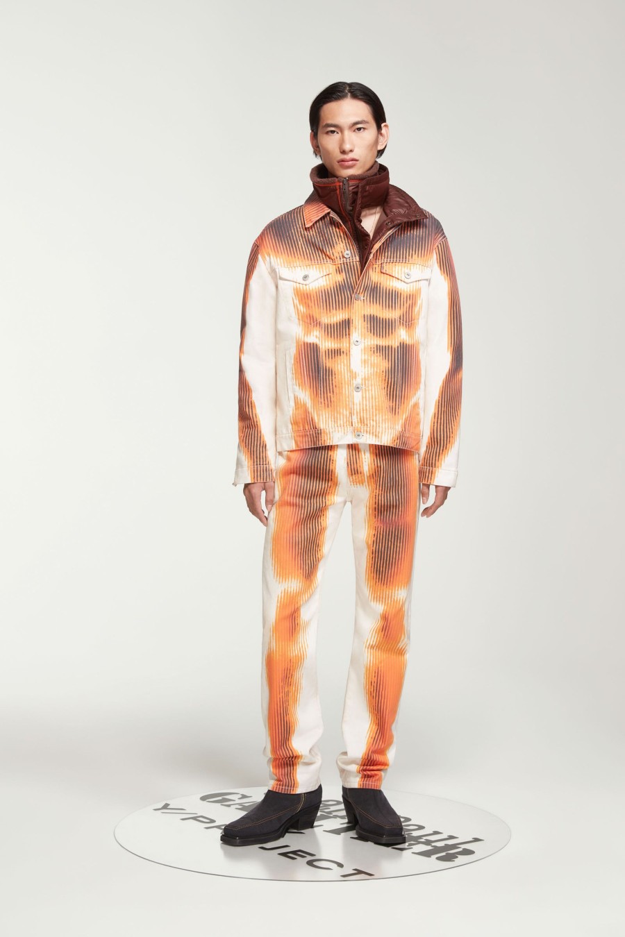 Jpg Xy/Projet Jean Paul Gaultier | La Veste Denim Body Morph Blanche Et Orange