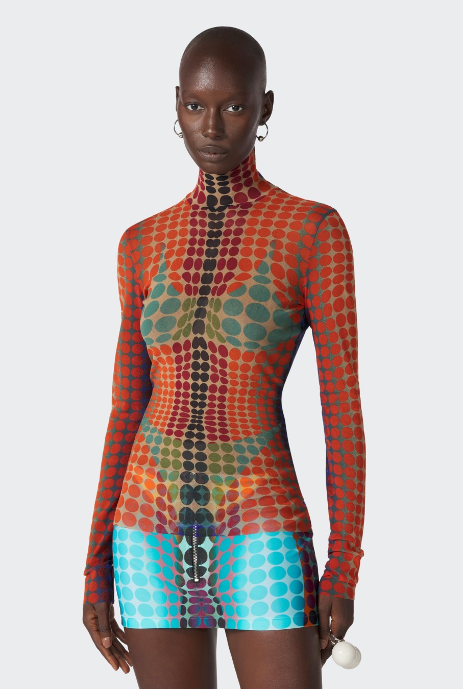 Cyber Jean Paul Gaultier | Le Top En Mesh Imprime Dots Orange