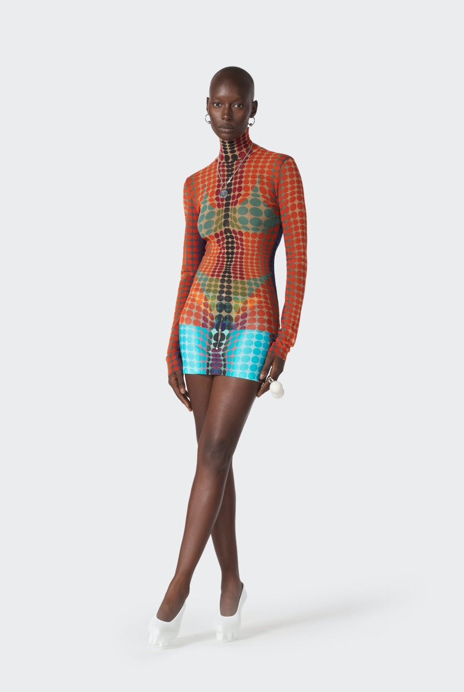 Cyber Jean Paul Gaultier | Le Top En Mesh Imprime Dots Orange