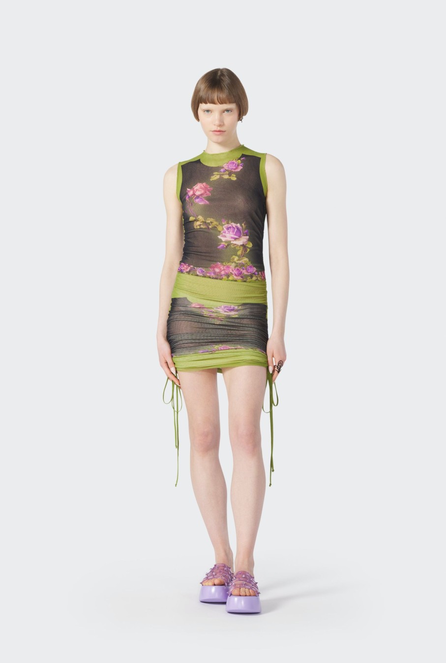 Fleurs Jean Paul Gaultier | La Robe Drapee Fleurs Petit Grand Vert