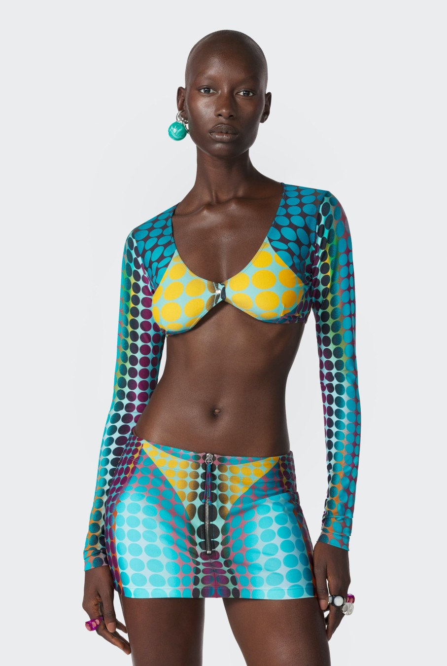 Cyber Jean Paul Gaultier | Le Crop Top Imprime Dots Bleu