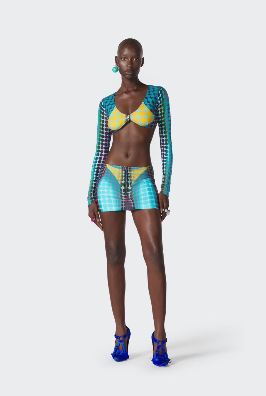 Cyber Jean Paul Gaultier | Le Crop Top Imprime Dots Bleu