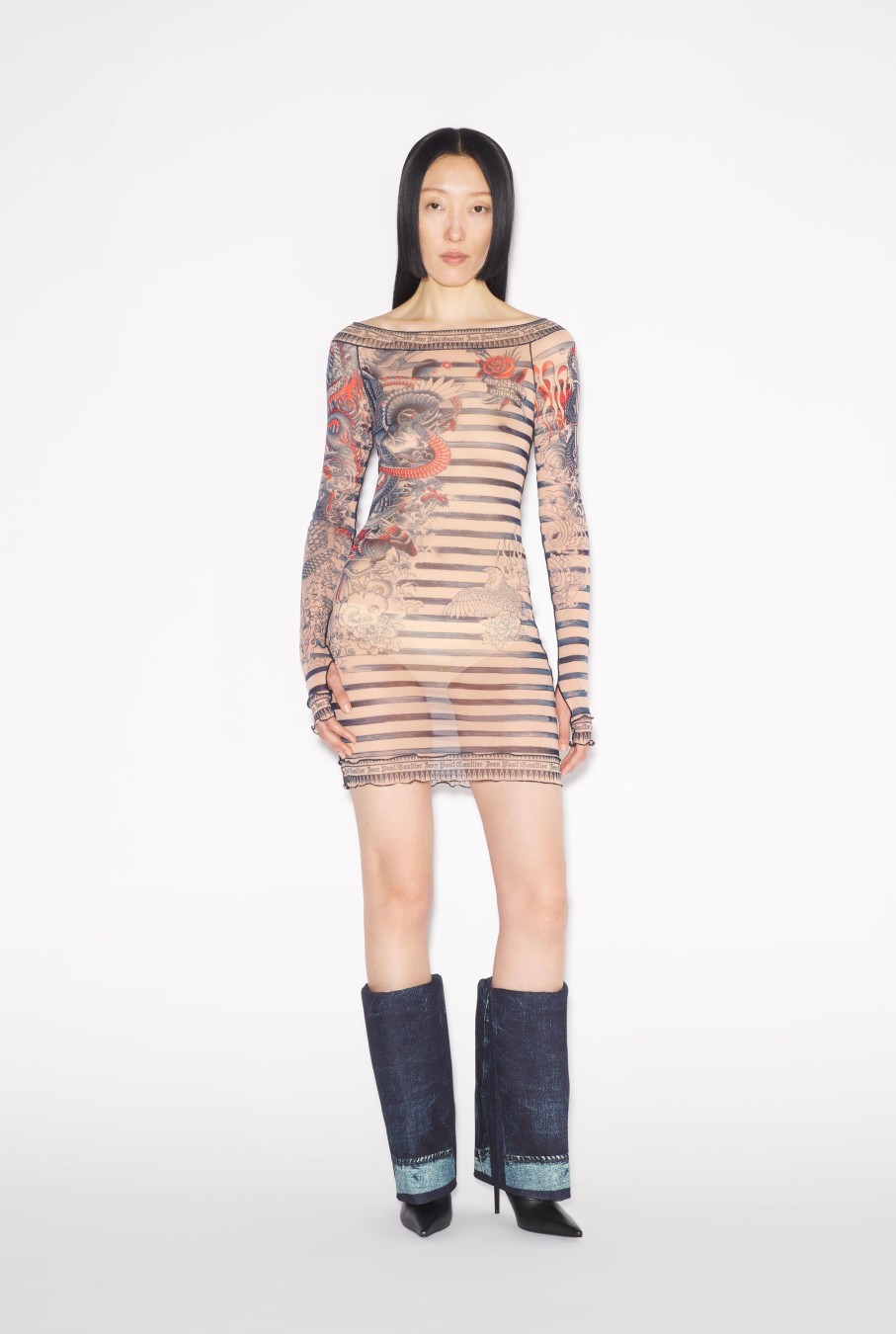 Tatouage De Collection Jean Paul Gaultier | La Robe Courte Tattoo Mariniere Nude