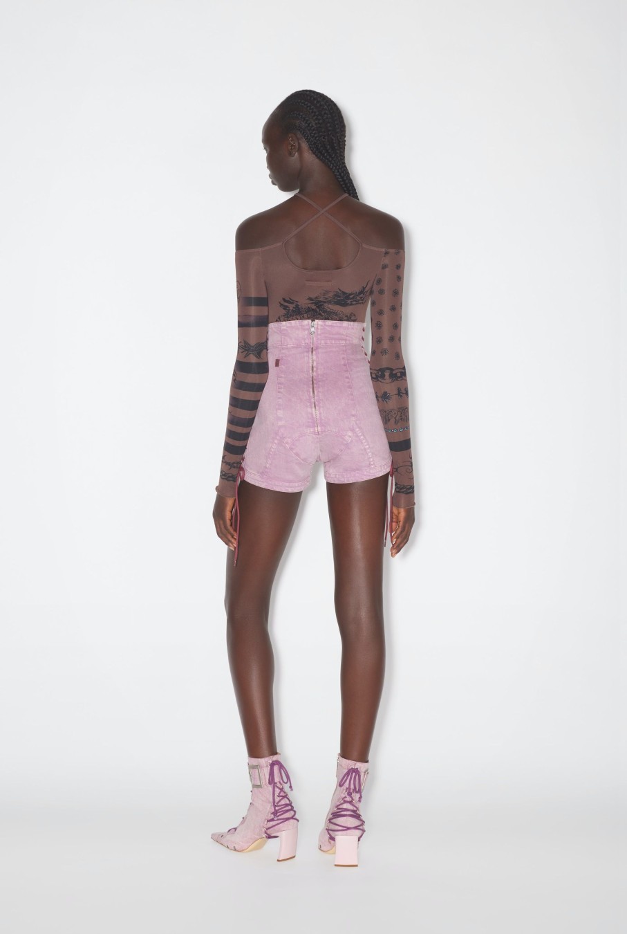 Jpg X Connaissances Jean Paul Gaultier | Le Mini-Short Denim Corset Lilas