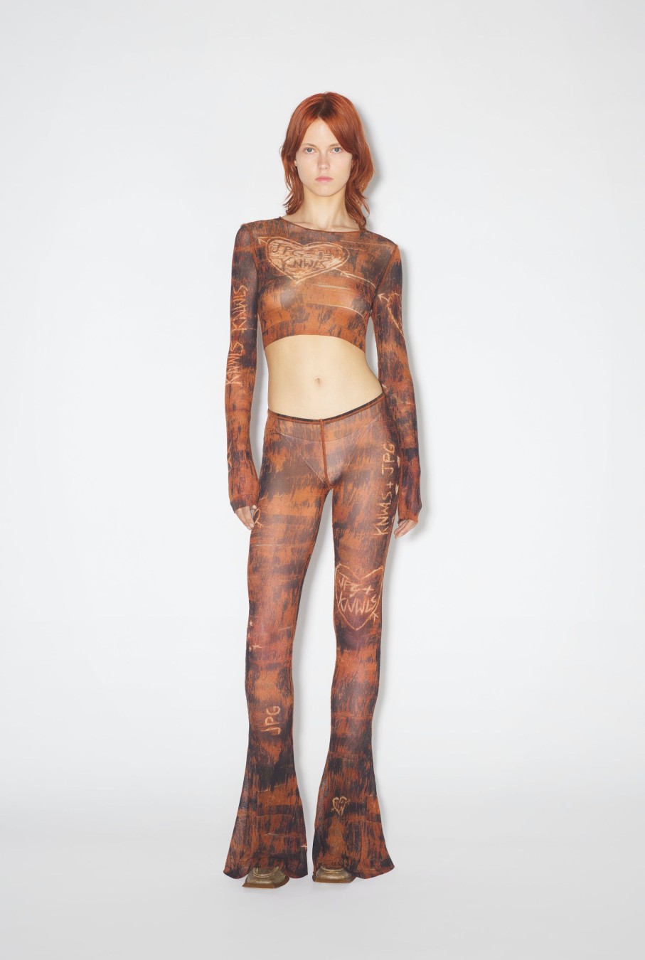 Jpg X Connaissances Jean Paul Gaultier | Le Crop-Top Imprime Marron