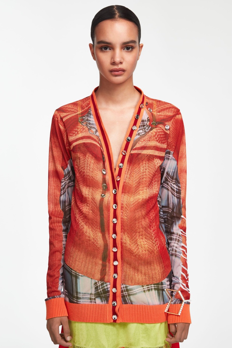 Jpg Xy/Projet Jean Paul Gaultier | Le Cardigan Trompe-L'Oeil Orange