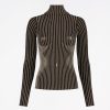 Maille Jean Paul Gaultier | Le Top Lurex Trompe-L'Oeil Marron Pour Elle